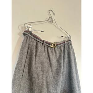 Vintage Century Boston US 14 Gray Wool Blend Belted A-Line Skirt Office Work